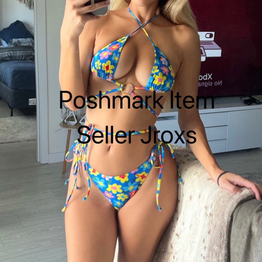 Blue Flower Shein Bikini